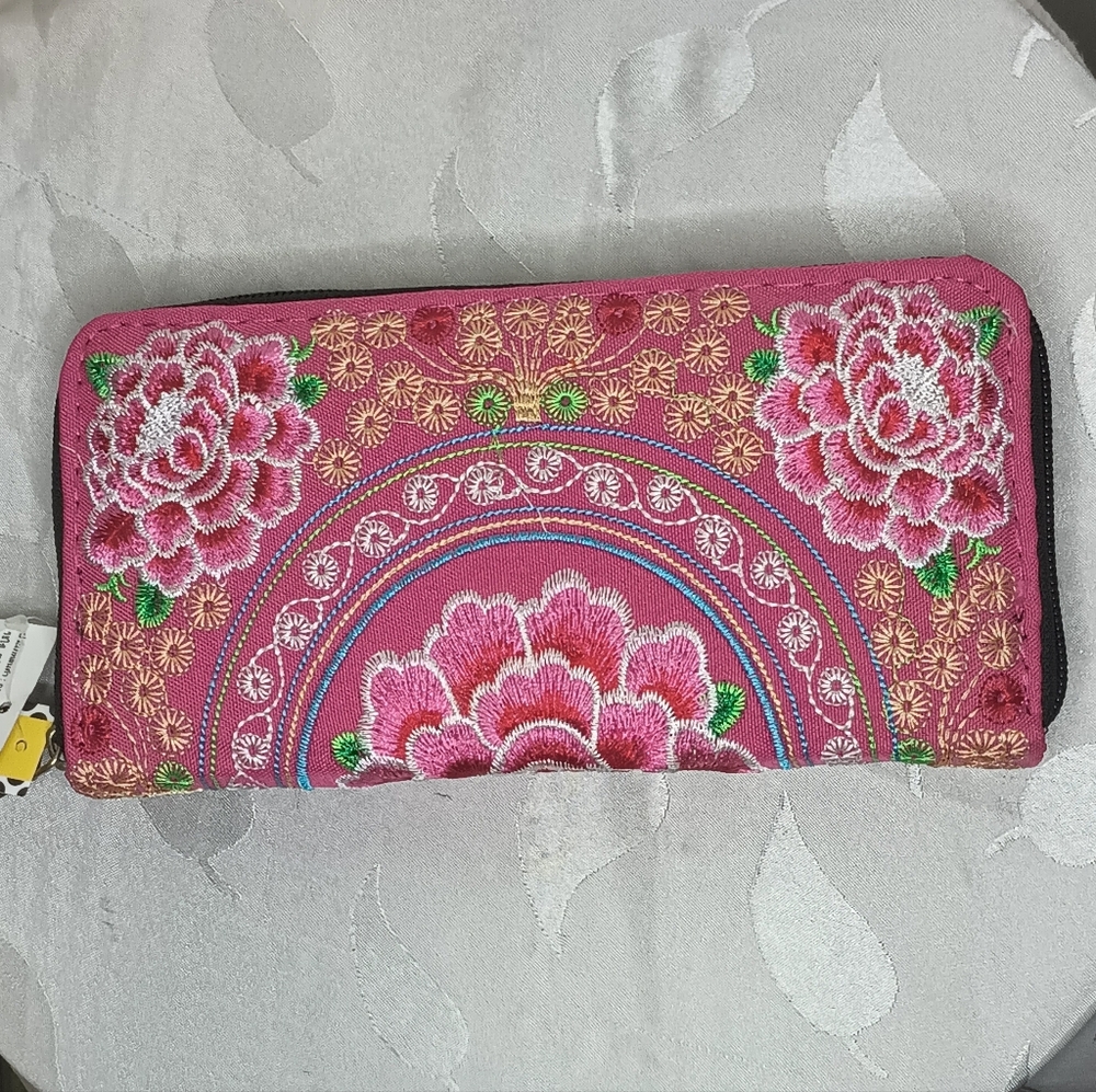 NWT Pink Pvssy Embroidered Wallet